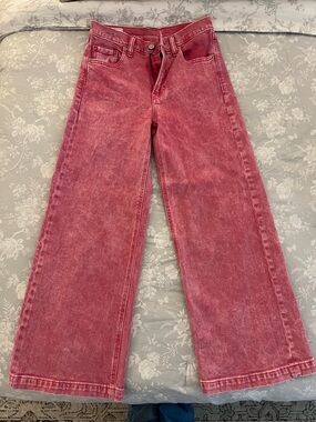 Gap High Rise Stride Wide-Leg Ankle Jeans in Sugar Pink